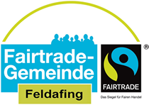 Logo der Fairtrade-Gemeinde Feldafing mit dem Fairtrade-Siegel und dem Schriftzug ‚Das Siegel für fairen Handel‘
